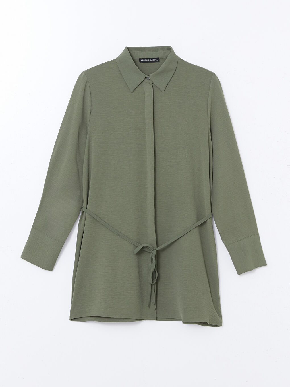 Plain Sashed Women's Shirt Tunic -S59771Z8-YVX