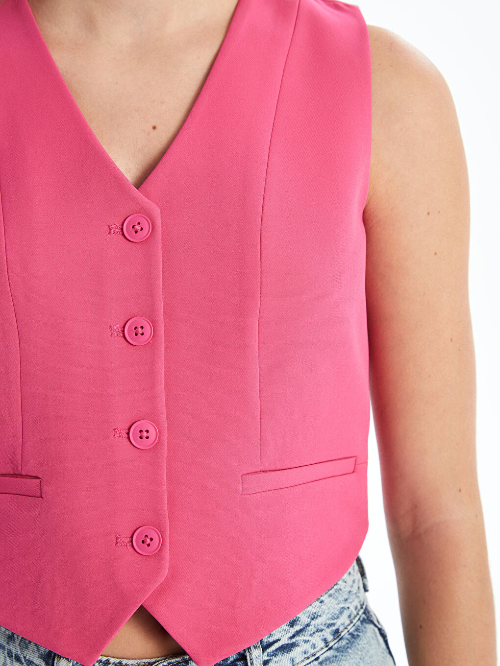 LCW Vision V Neck Women's Classic Waistcoat -S59824Z8-DTZ