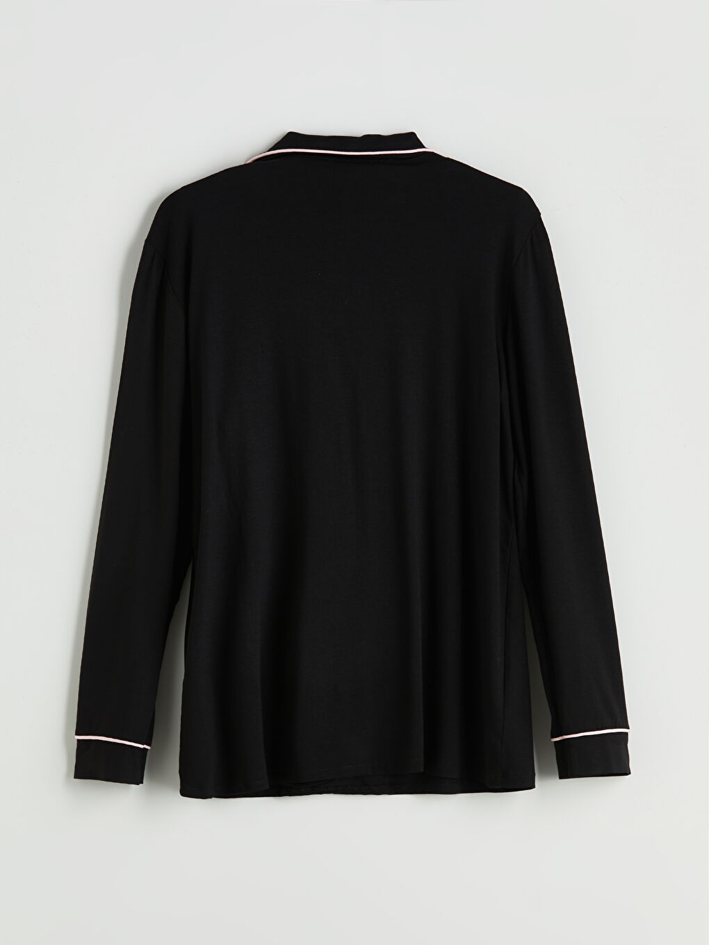 Siyah Gömlek Yaka Kadın Pijama Üstü-1