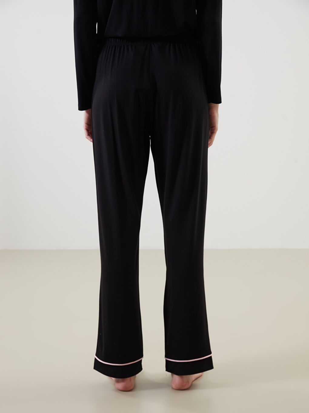 Siyah Beli Lastikli Kadın Pijama Alt-7