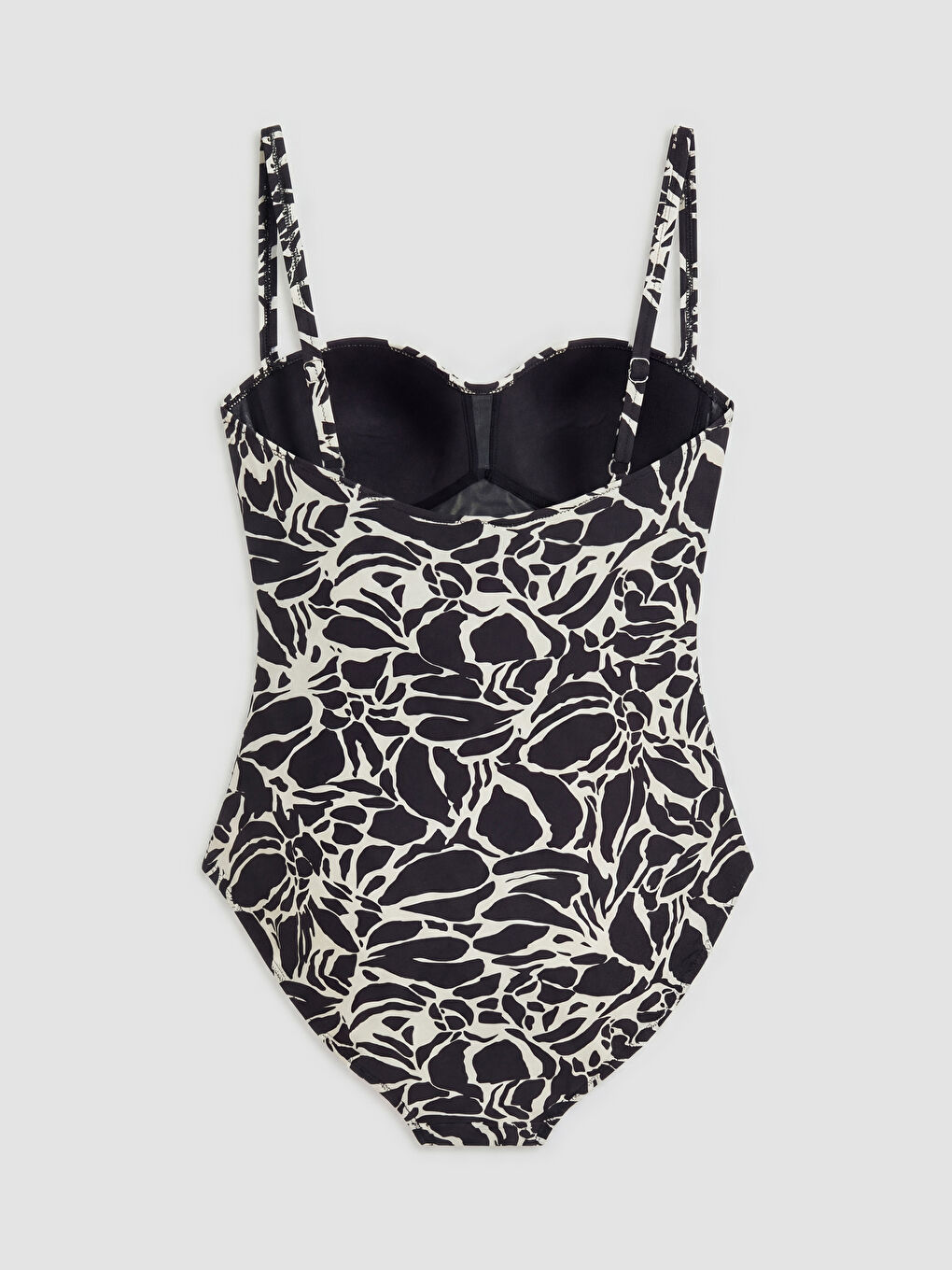 Siyah Kalp Yaka Desenli Kadın Mayo-1