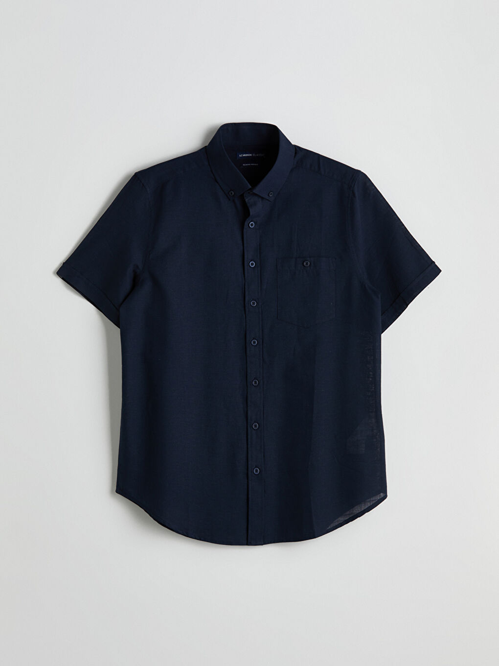 Regular Fit Short Sleeve Linen Blend Men's Shirt-4