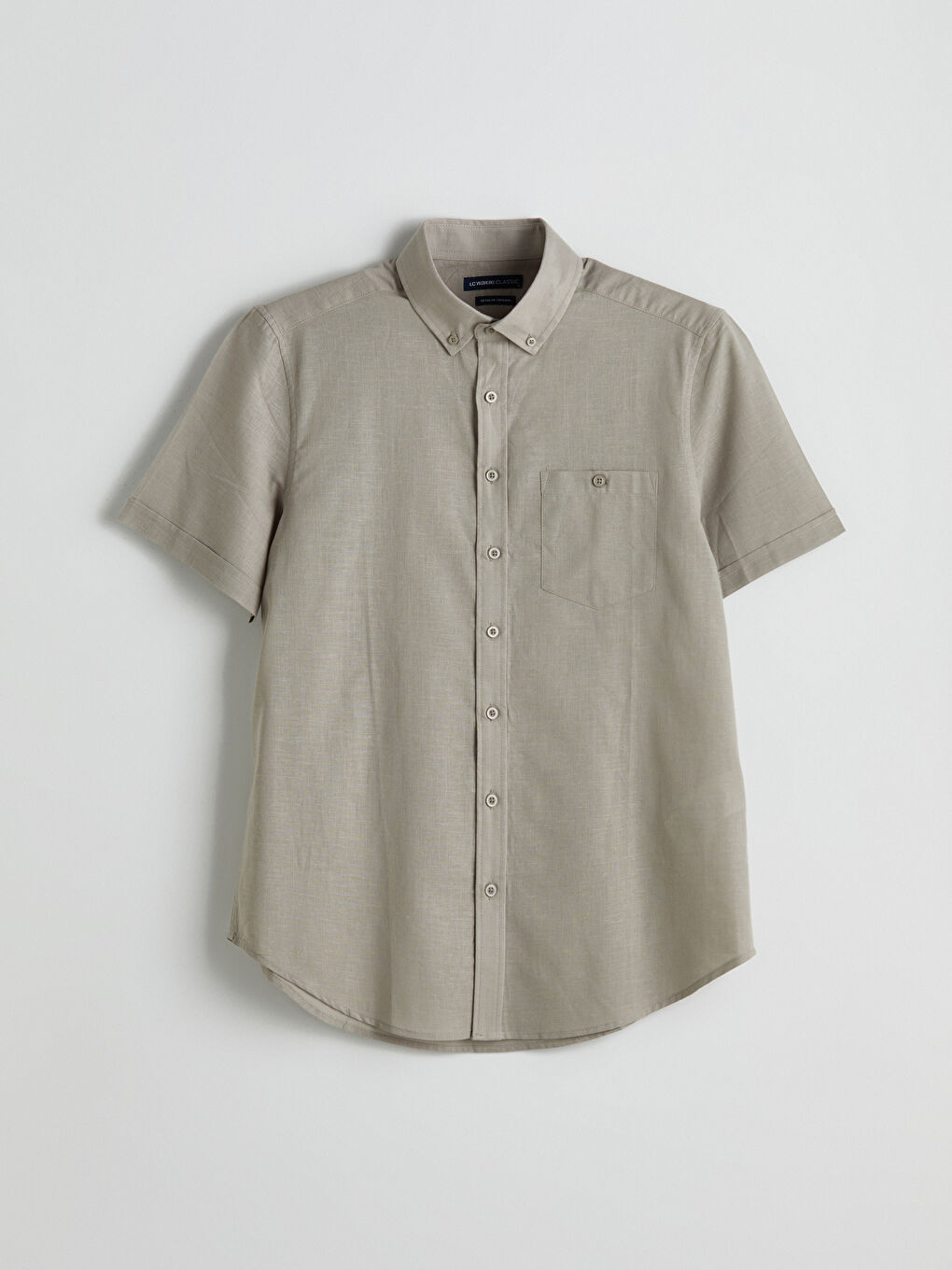 Regular Fit Short Sleeve Linen Blend Men's Shirt-4