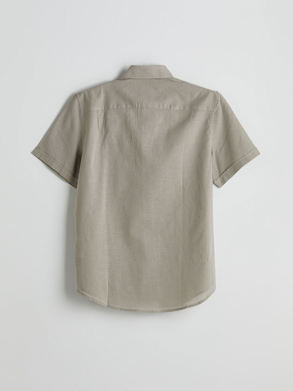 Regular Fit Short Sleeve Linen Blend Men's Shirt-5