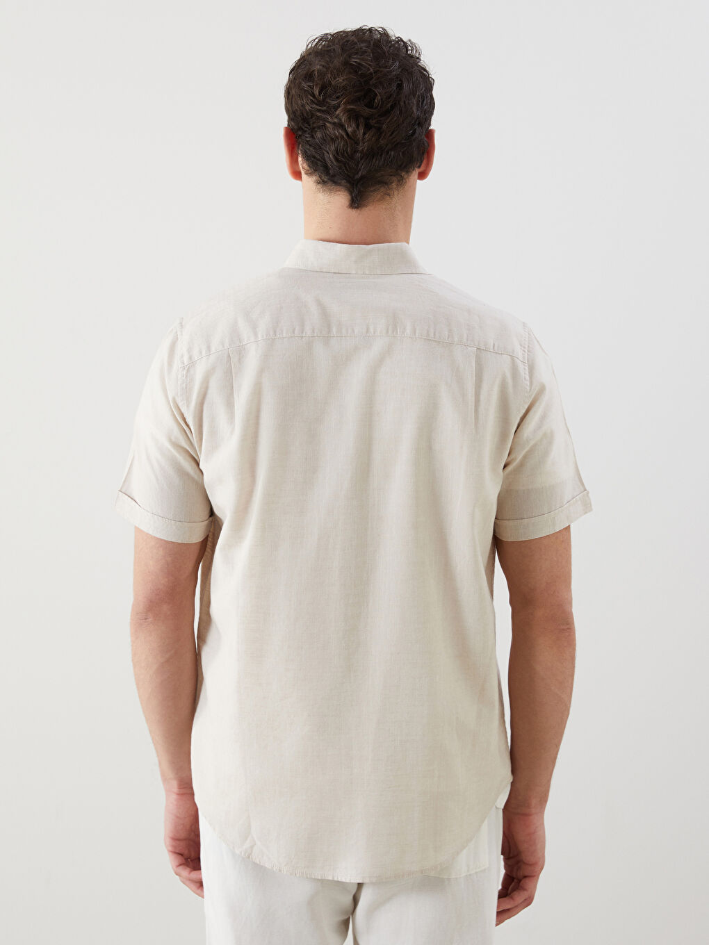 قميص رجالي كم قصير بقماش خليط كتان بقصة عادية LCWAIKIKI Classic-7