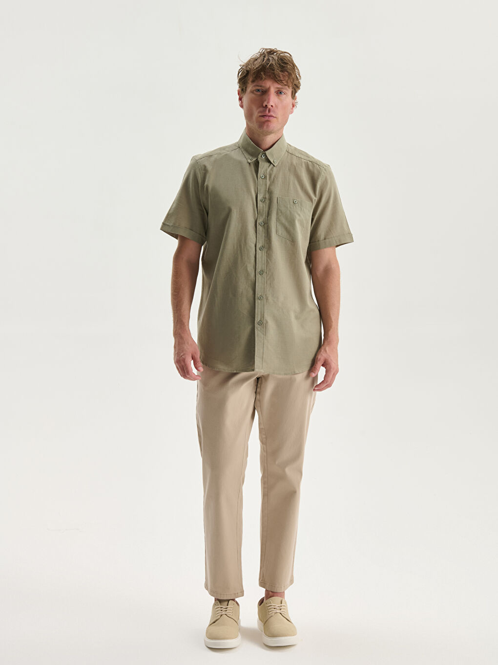 LCWAIKIKI Classic Regular Fit Linen Blend Men's Shirt -S59836Z8-Z3B