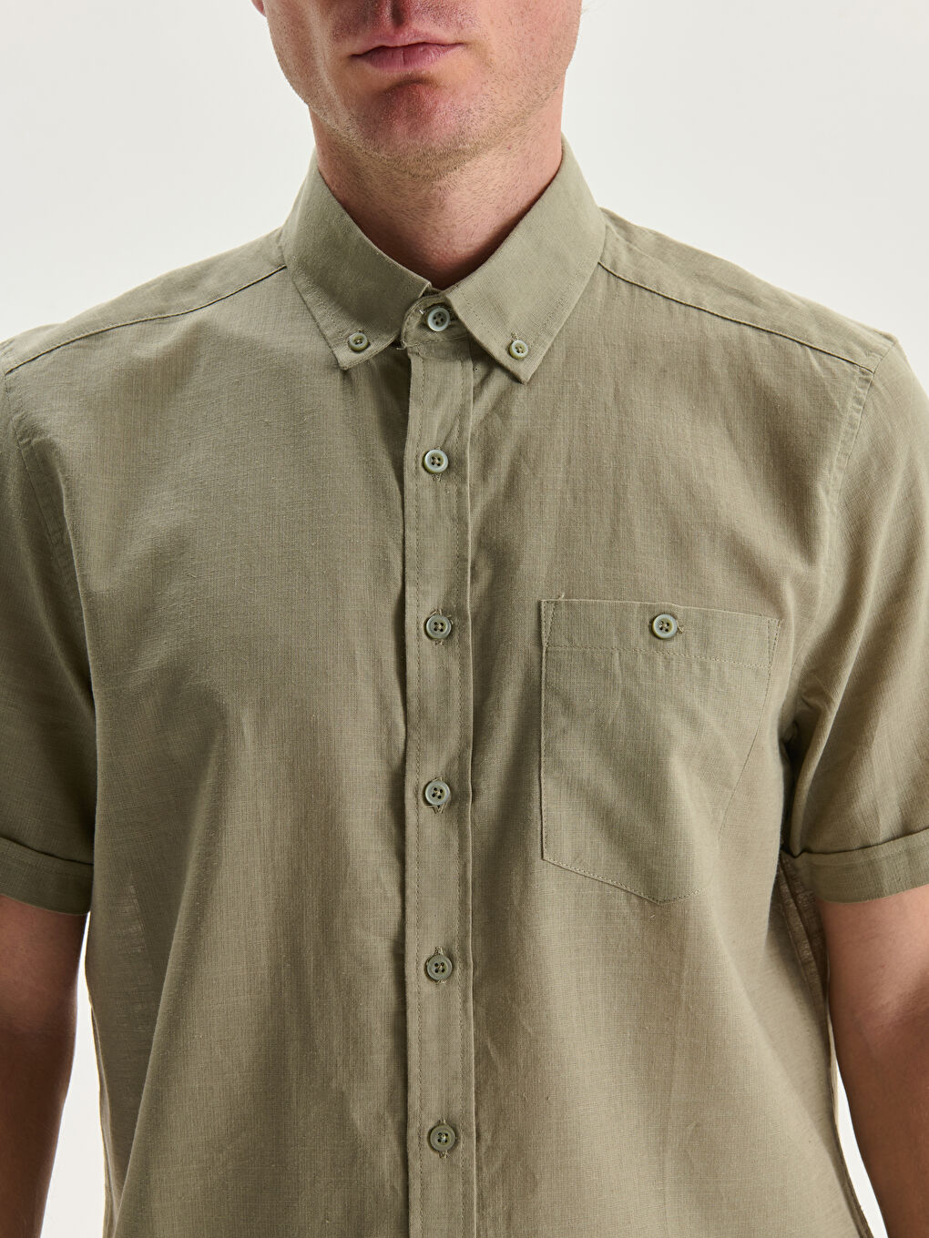 LCWAIKIKI Classic Regular Fit Linen Blend Men's Shirt -S59836Z8-Z3B