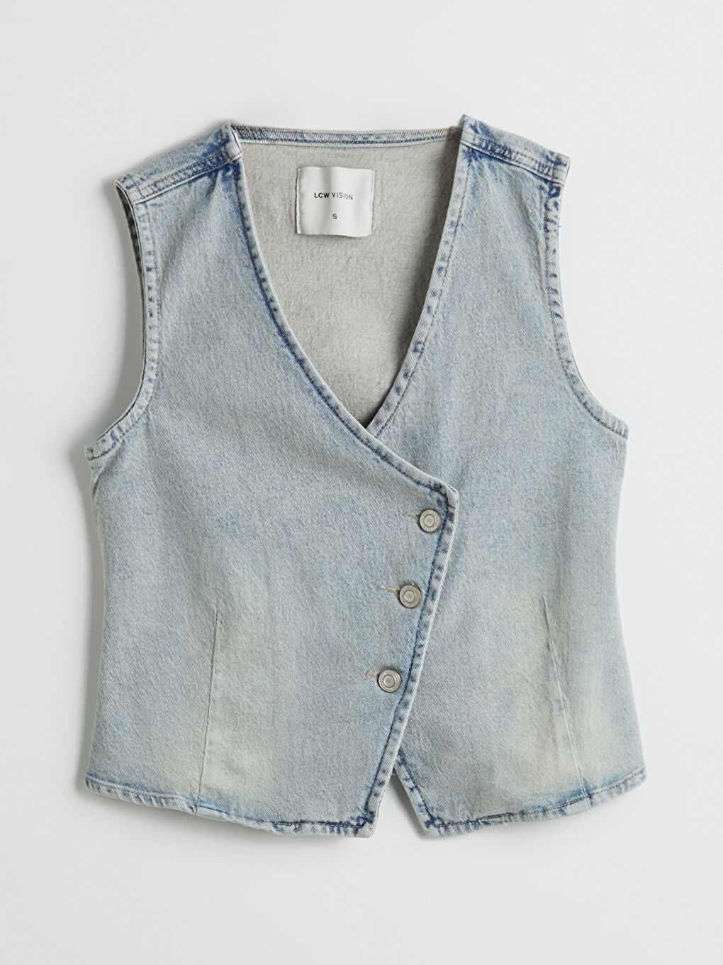 LCW Vision V Neck Women's Denim Waistcoat -S59844Z8-507
