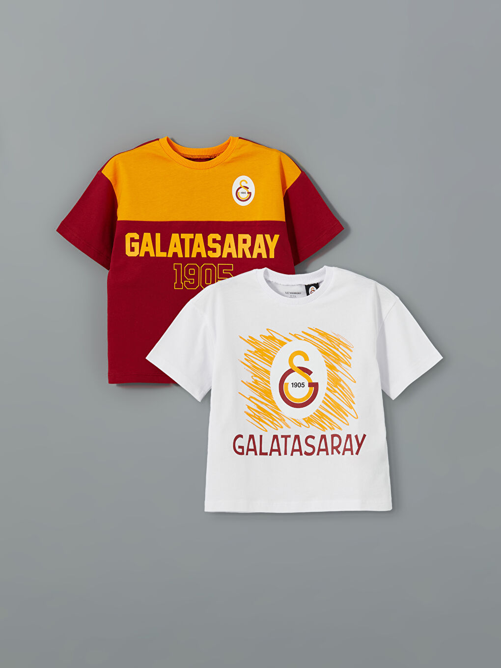 LCW Kids Sarı Bisiklet Yaka Galatasaray Baskılı Erkek Çocuk Tişört 2'li