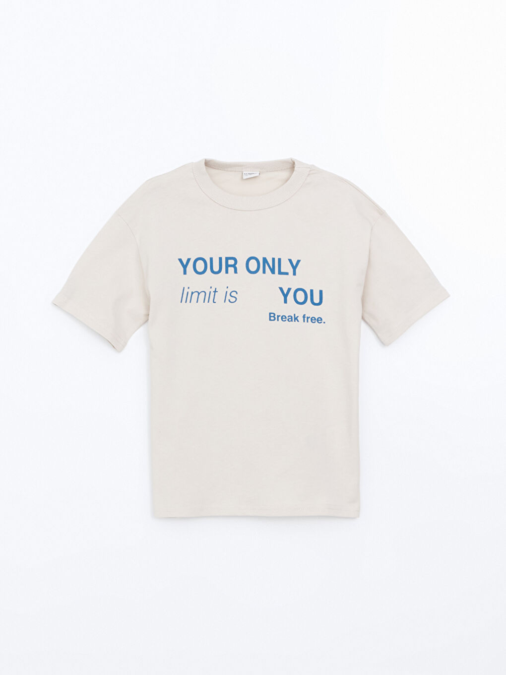 Bej Bisiklet Yaka Yazı Baskılı Erkek Çocuk Tişört