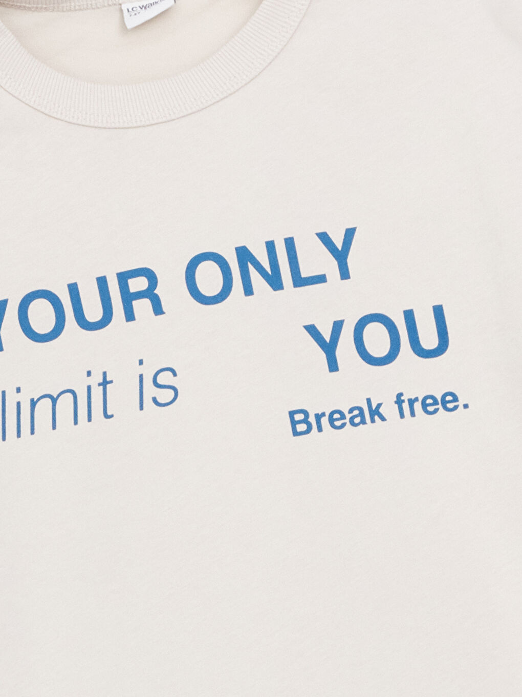 Bej Bisiklet Yaka Yazı Baskılı Erkek Çocuk Tişört-2