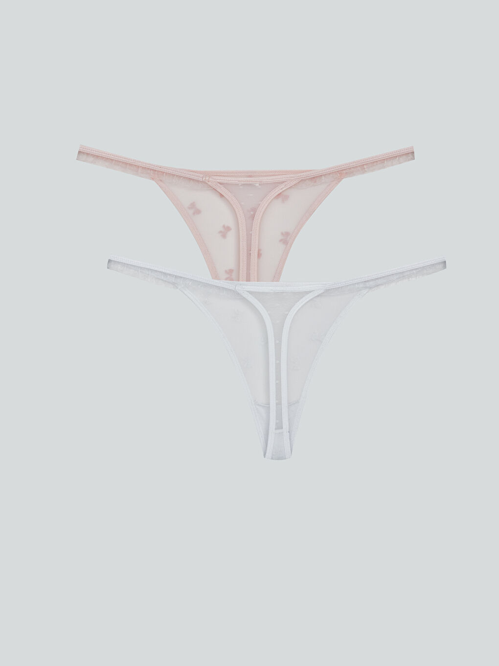 Beyaz Desenli Fantezi Tanga Külot 2'li Paket-1