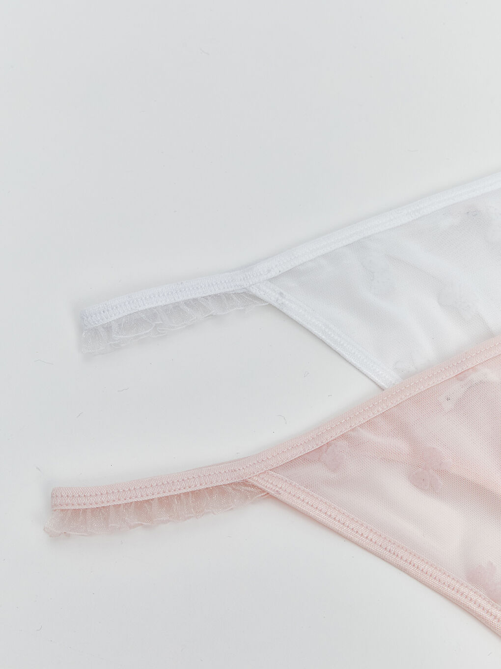 Beyaz Desenli Fantezi Tanga Külot 2'li Paket-2