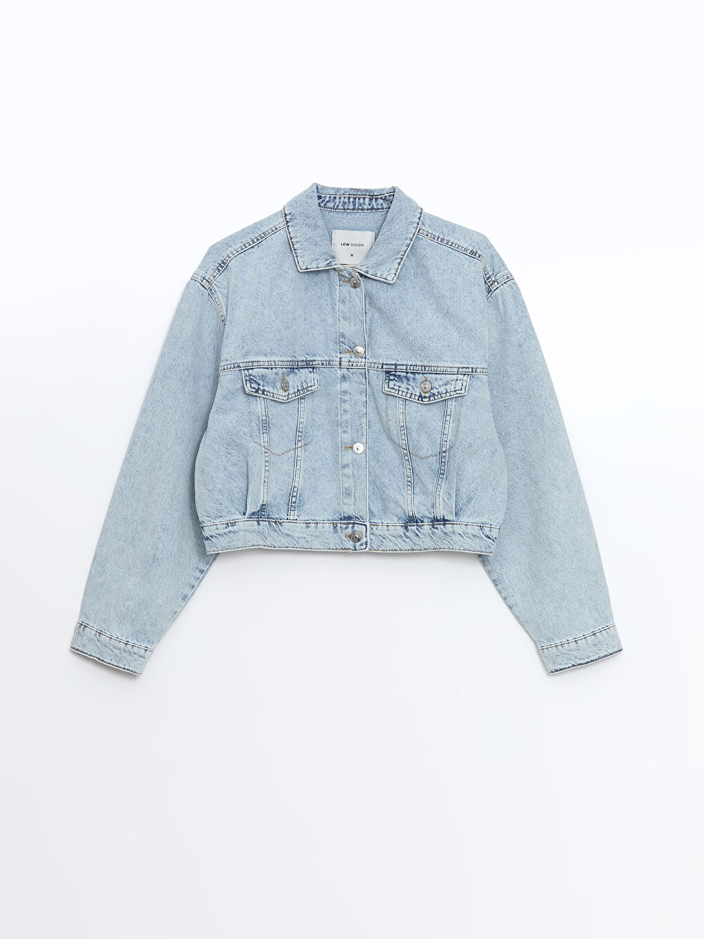 Shirt Collar Oversize Crop Women's Jean Jacket -S59898Z8-311