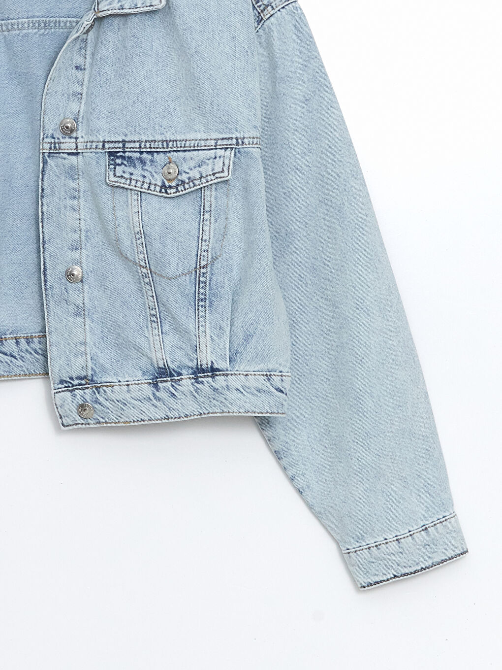 Shirt Collar Oversize Crop Women's Jean Jacket -S59898Z8-311