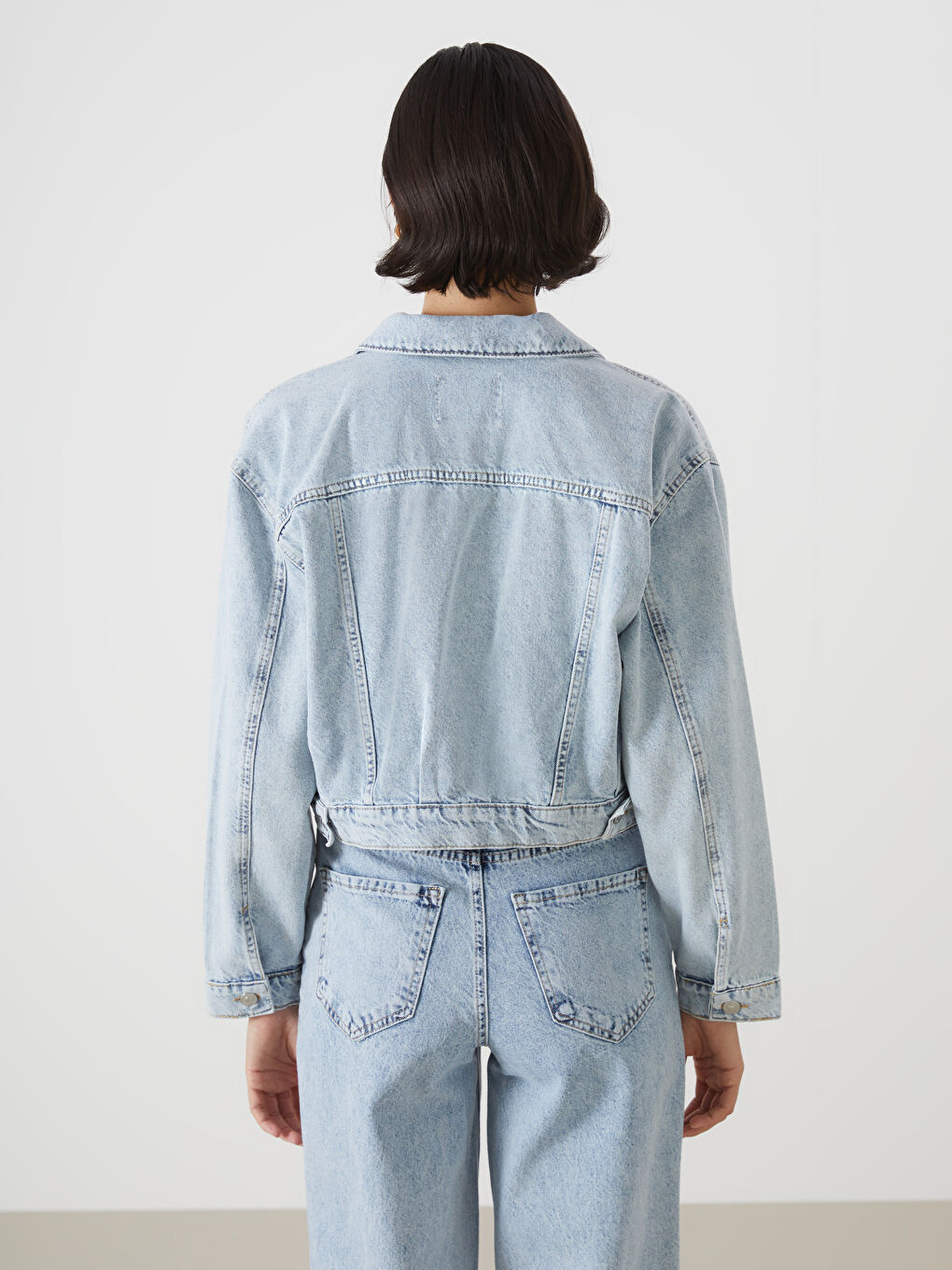 Shirt Collar Oversize Crop Women's Jean Jacket -S59898Z8-311