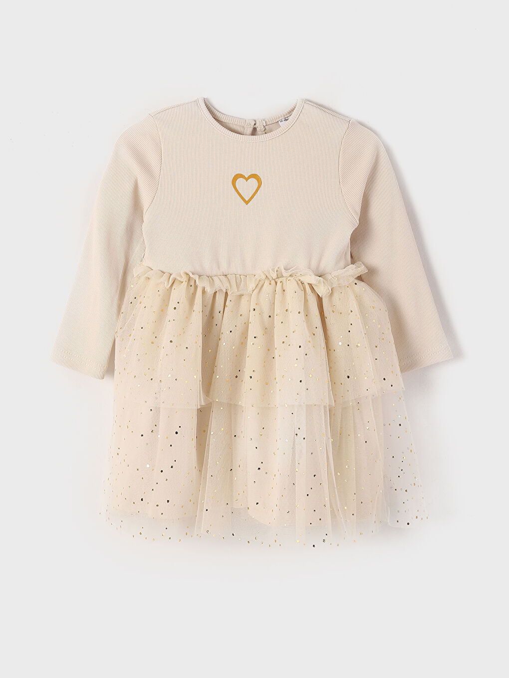 فستان للبنات حديثي الولادة بياقة دائرية وكم طويل