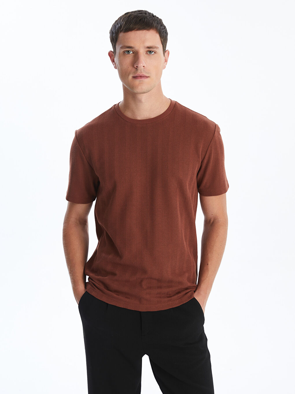 LCW Vision Crew Neck Plain Jacquard Ribbed Men's T-Shirt -S59925Z8-V89