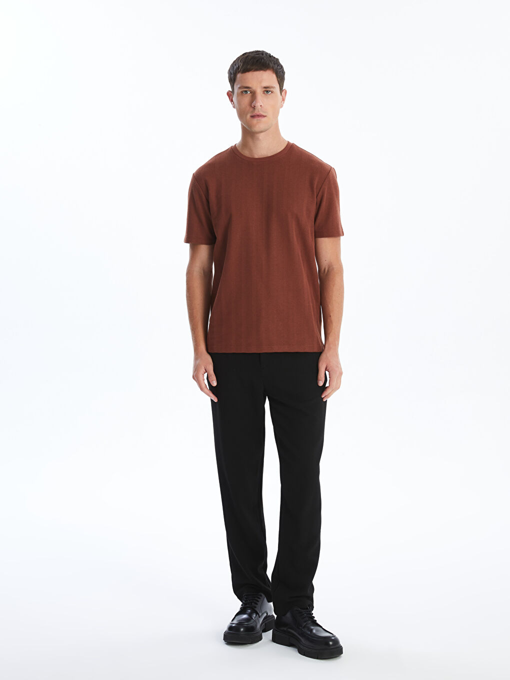 LCW Vision Crew Neck Plain Jacquard Ribbed Men's T-Shirt -S59925Z8-V89