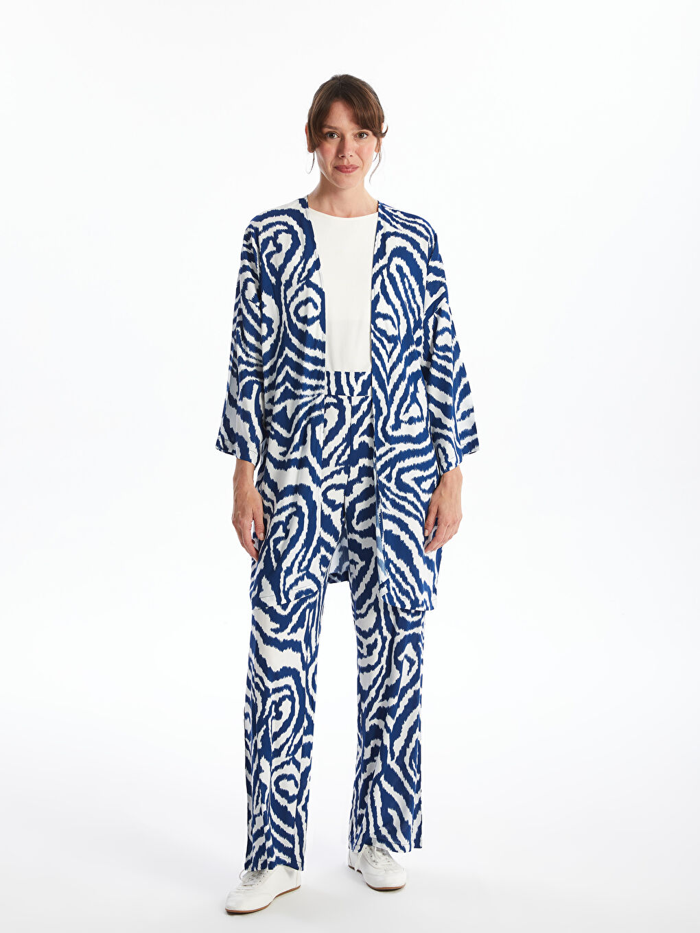 Shawl Collar Patterned Oversize Women's Kimono -S59928Z8-LQQ