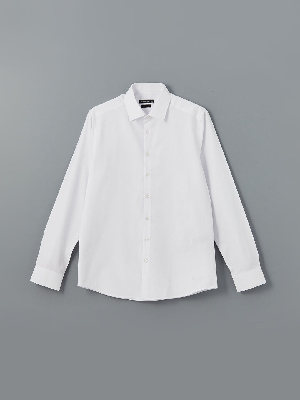 Beyaz Slim Fit Uzun Kollu Gabardin Erkek Gömlek-4