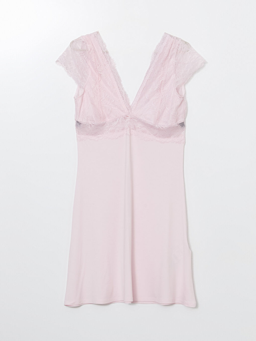 Pembe V Yaka Dantel Detaylı Kadın Fantezi Gecelik