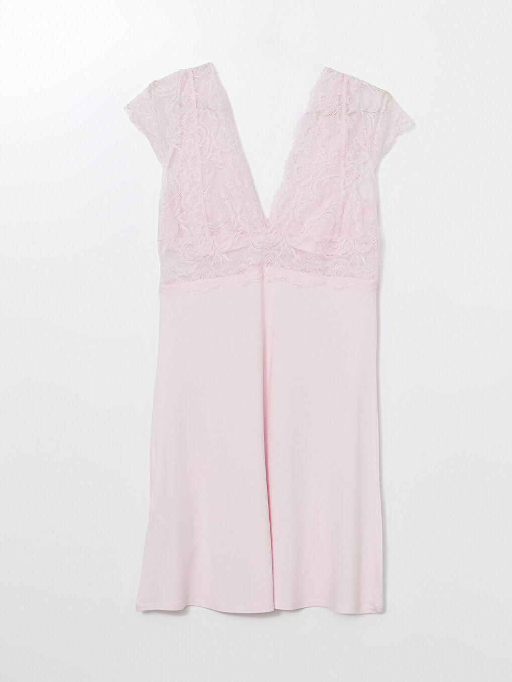 Pembe V Yaka Dantel Detaylı Kadın Fantezi Gecelik-1