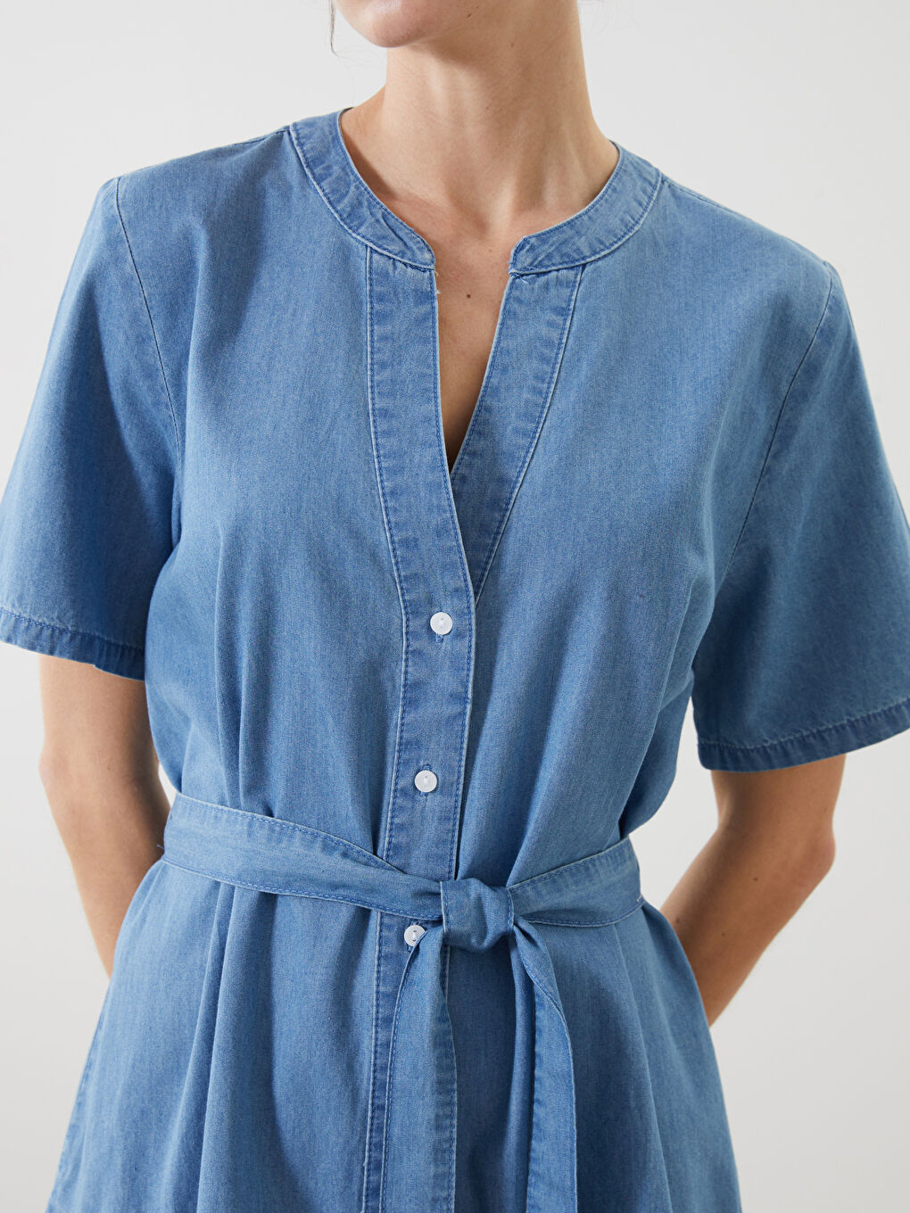 Notch Neck Denim Dress -S59945Z8-H45