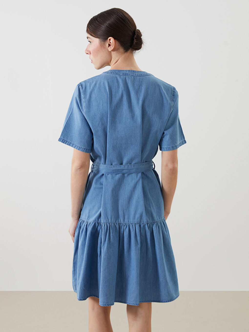 Notch Neck Denim Dress -S59945Z8-H45