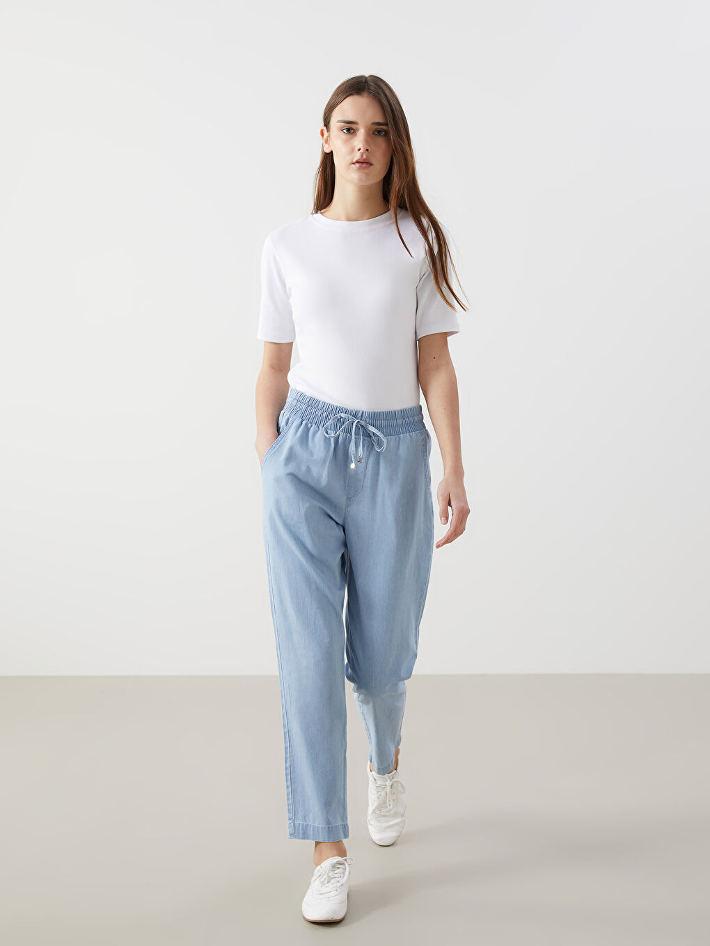 Elasticated Waist Carrot Fit Women's Jeans -S59951Z8-315