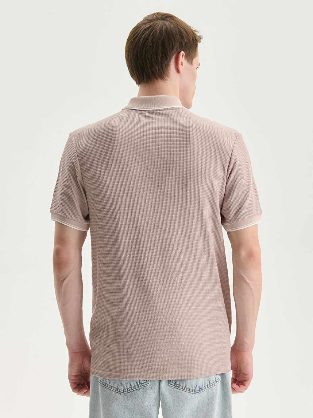 Polo Neck Short Sleeve Men's Textured T-Shirt -S59969Z8-PSD