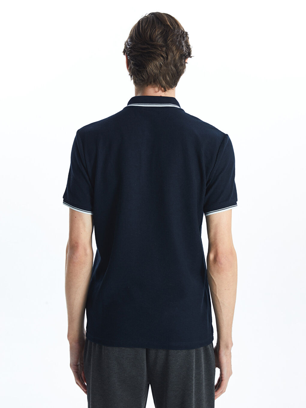 Polo Neck Short Sleeve Men's Textured T-Shirt -S59969Z8-RFH
