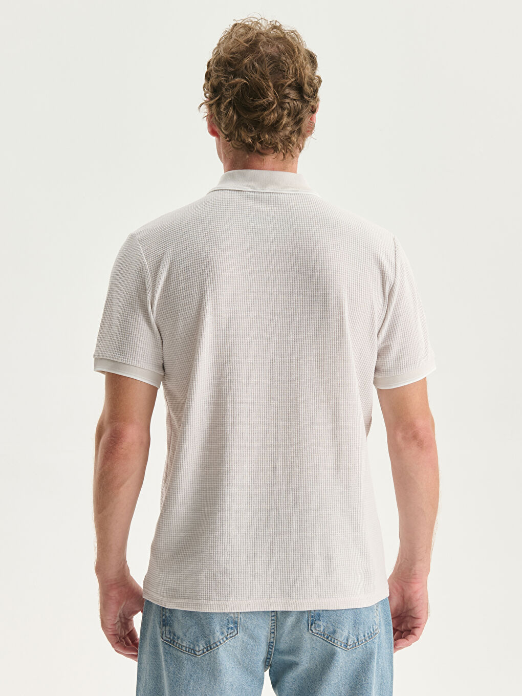 Polo Neck Short Sleeve Men's Textured T-Shirt -S59969Z8-J0B
