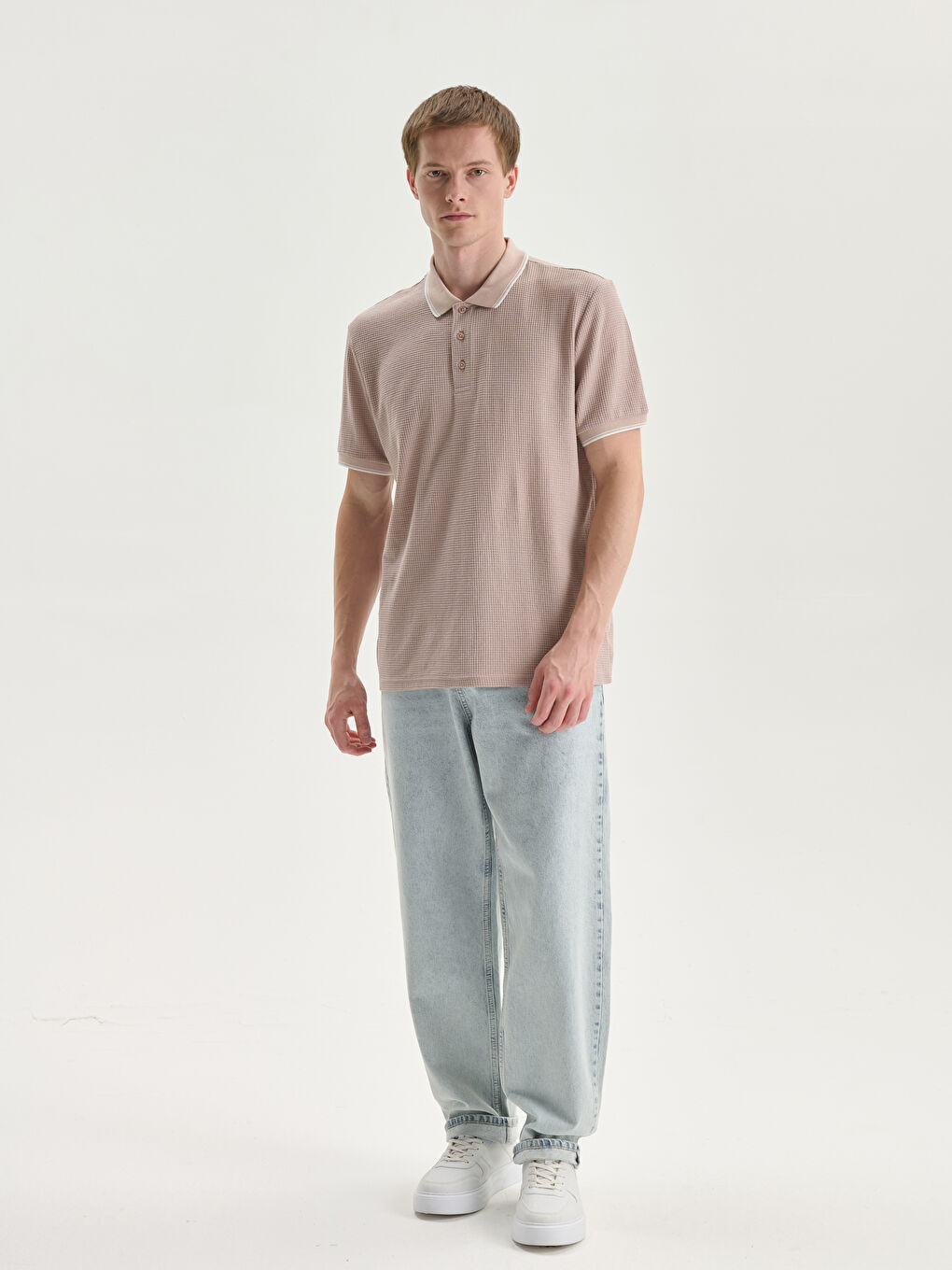 Polo Neck Short Sleeve Men's Textured T-Shirt -S59969Z8-PSD