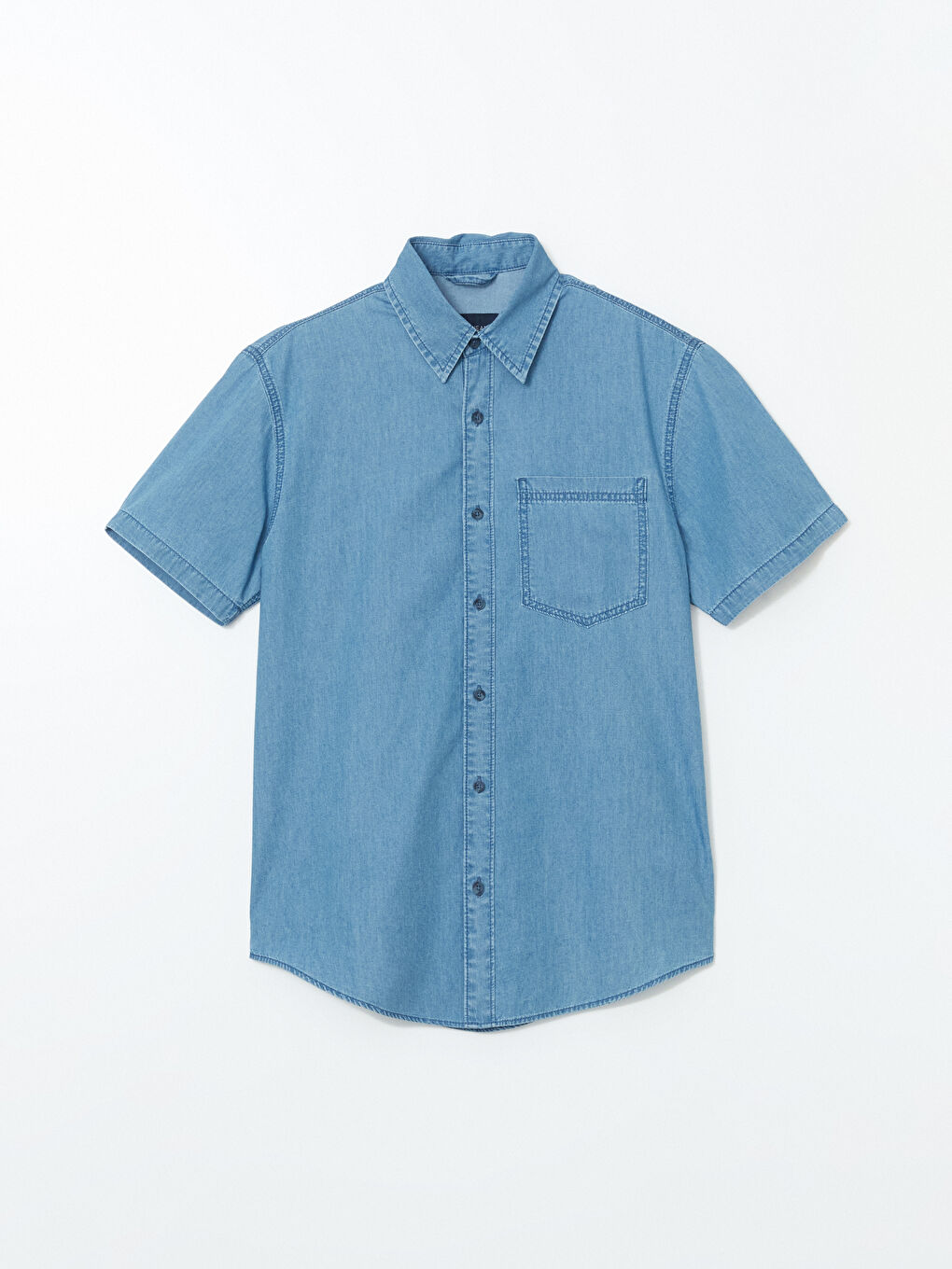 Regular Fit Short Sleeve Men's Denim Shirt -S59972Z8-H45