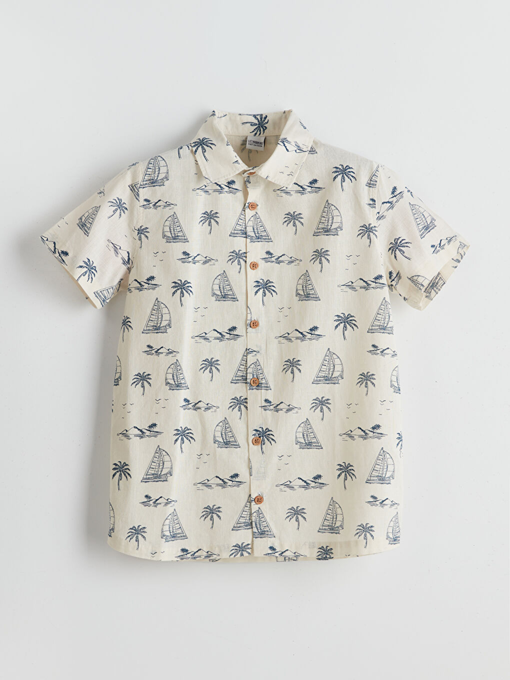 Bej Desenli Erkek Çocuk Gömlek