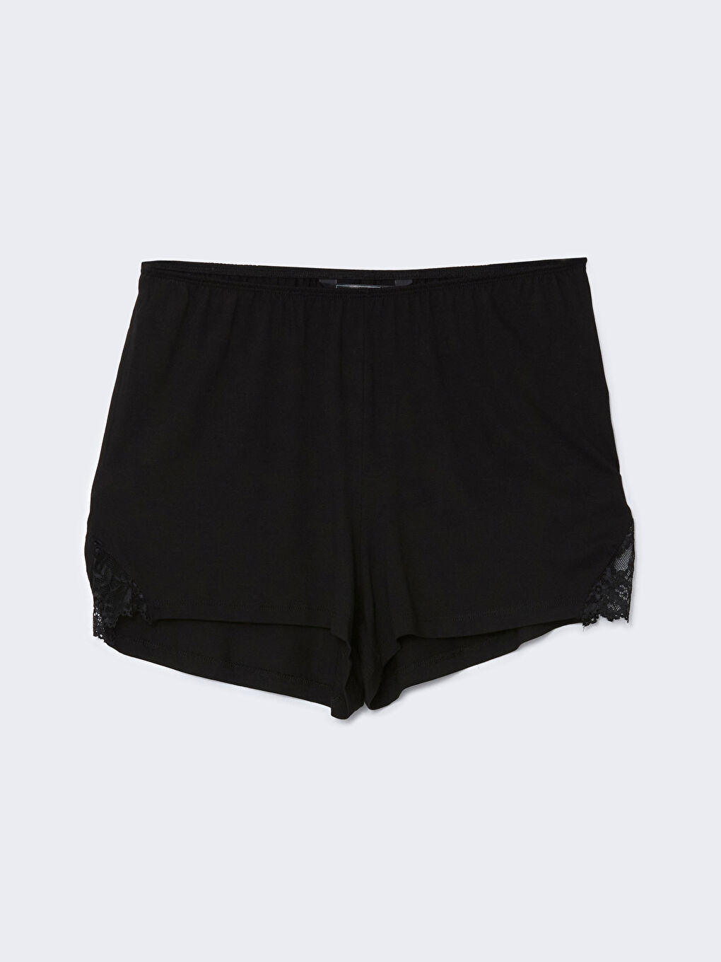 Siyah Beli Lastikli Dantel Detaylı Kadın Şort Pijama Alt