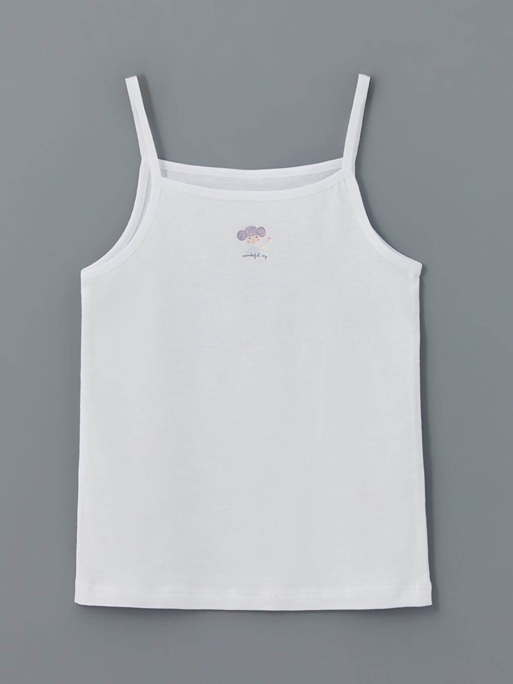 Beyaz Kare Yaka Kız Çocuk Atlet