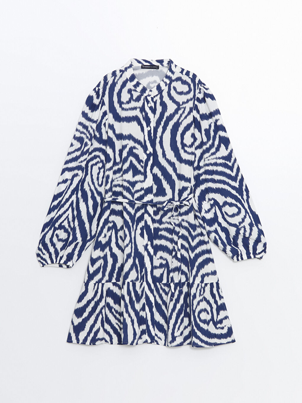 Grandad Collar Patterned Women's Shirt Tunic -S5AC73Z8-LSJ