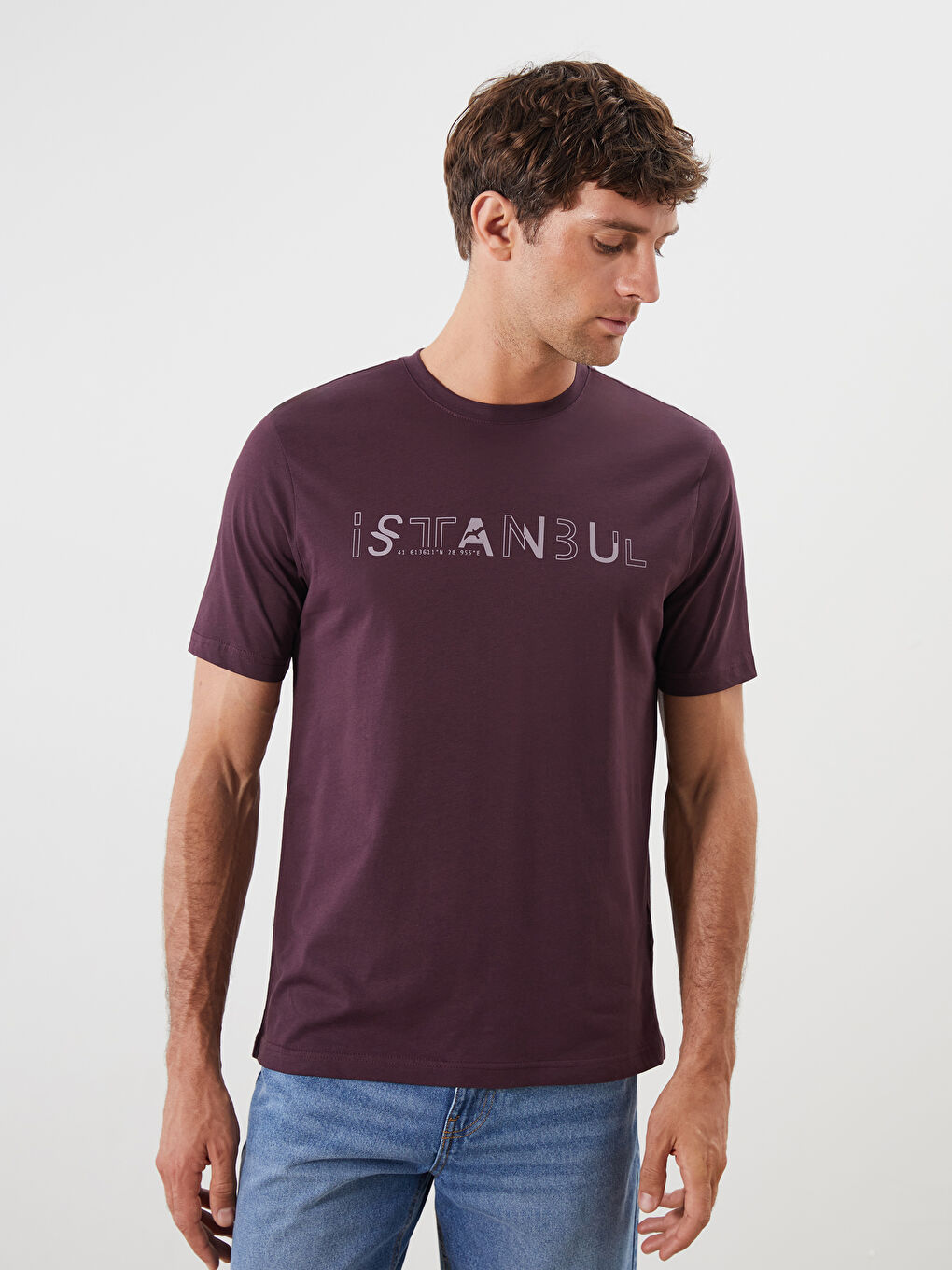 Crew Neck Short Sleeve Istanbul Printed Jersey Men's T-Shirt -S5AC81Z8-YHP