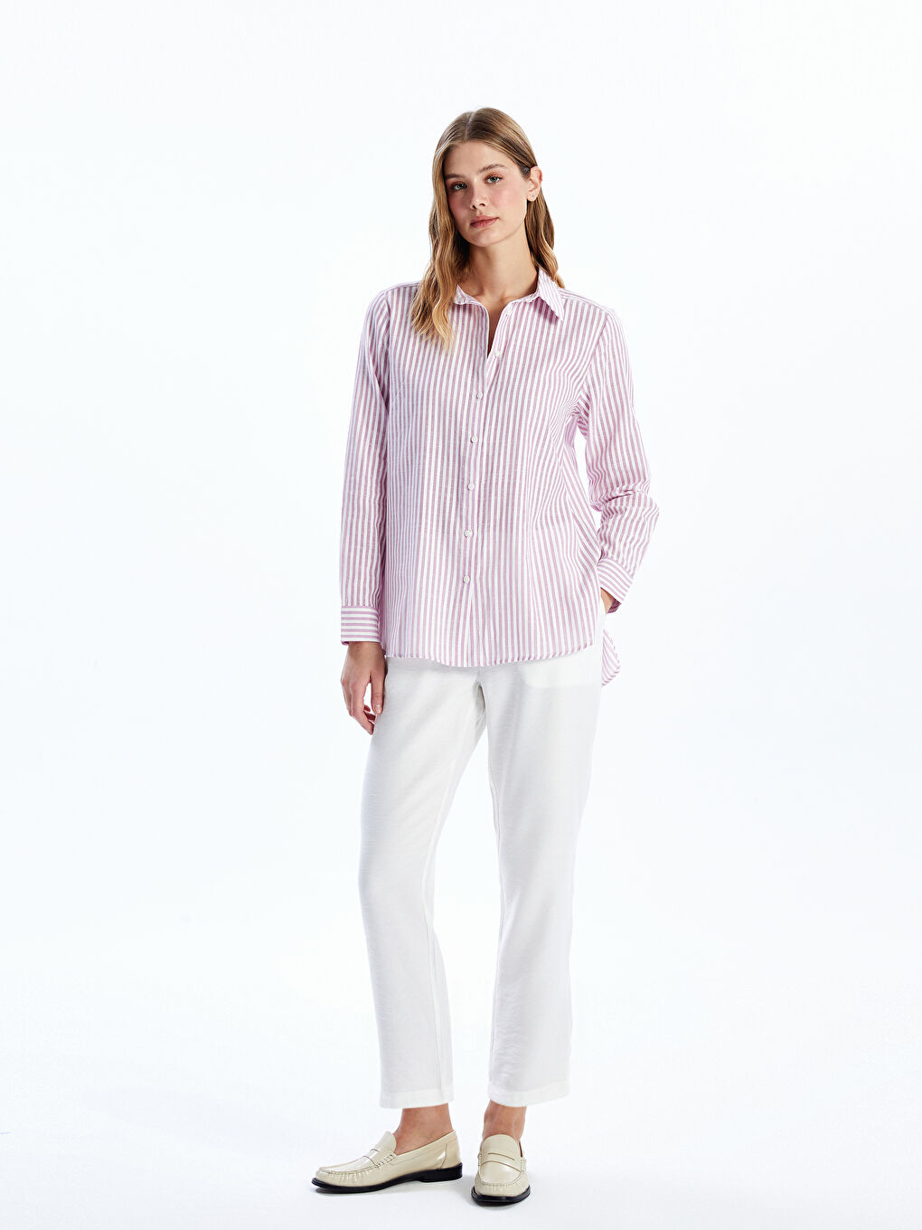 Striped Poplin Women's Shirt -S5AC83Z8-LHK