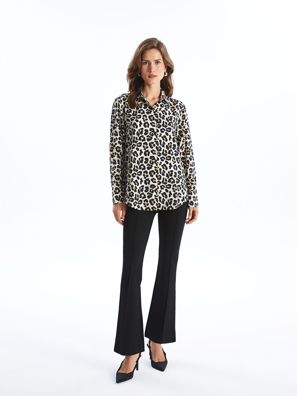 Leopard Print Women's Shirt -S5AC84Z8-LQJ