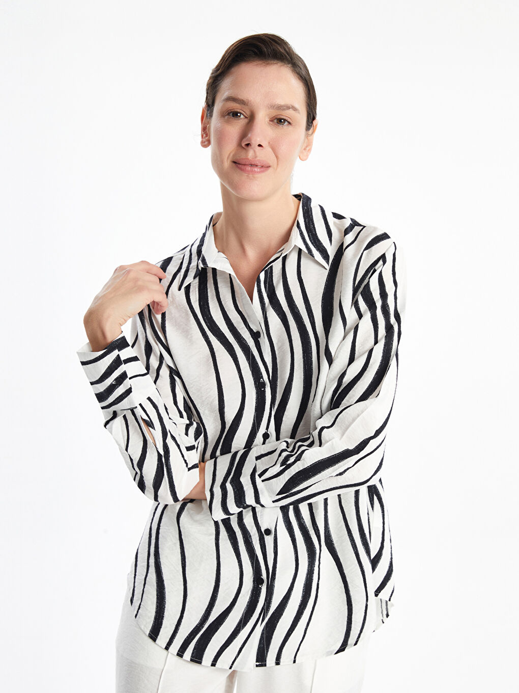Zebra Patterned Women's Shirt -S5AC84Z8-VE4