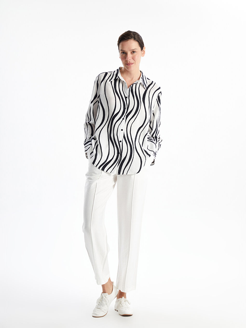 Zebra Patterned Women's Shirt -S5AC84Z8-VE4