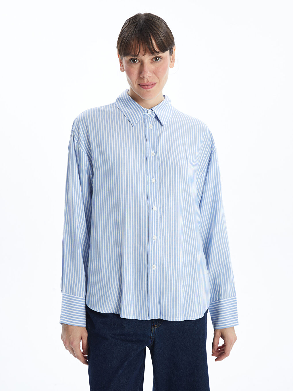 Regular Fit Cuffed Women's Shirt -S5AC85Z8-LEN