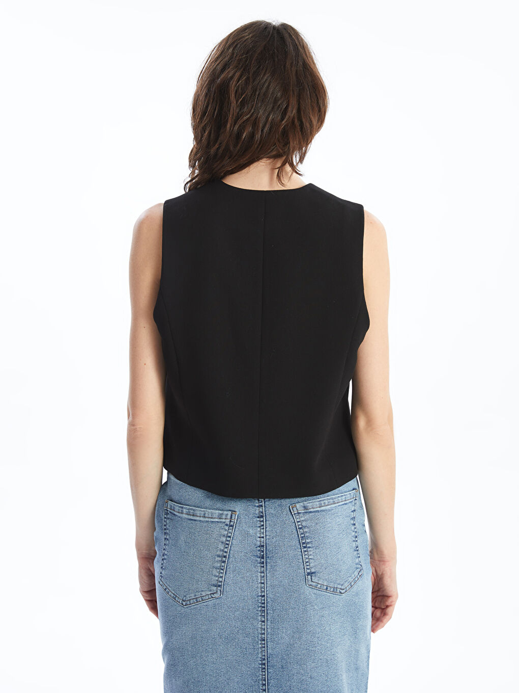 V Neck Women's Classic Waistcoat -S5AD05Z8-CVL