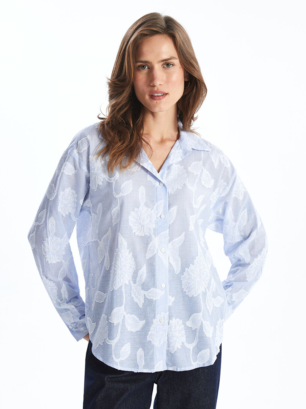Patterned Women's Shirt -S5AD10Z8-LEN