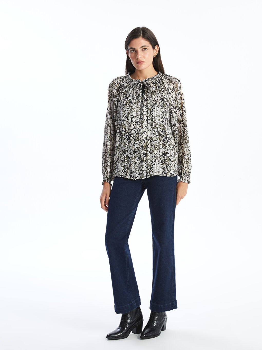 Tie Neck Floral Chiffon Women's Blouse -S5AD13Z8-LQJ