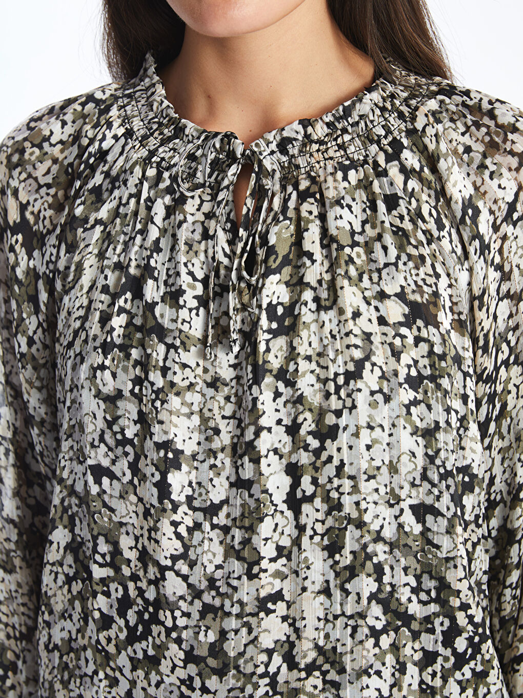 Tie Neck Floral Chiffon Women's Blouse -S5AD13Z8-LQJ