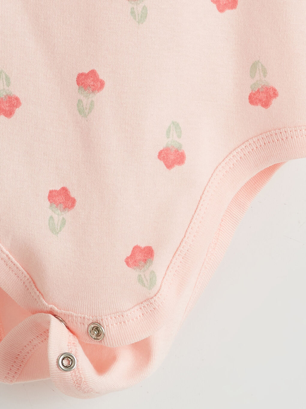 Pembe Bisiklet Yaka Çiçek Baskılı Kız Bebek Çıtçıtlı Body-2